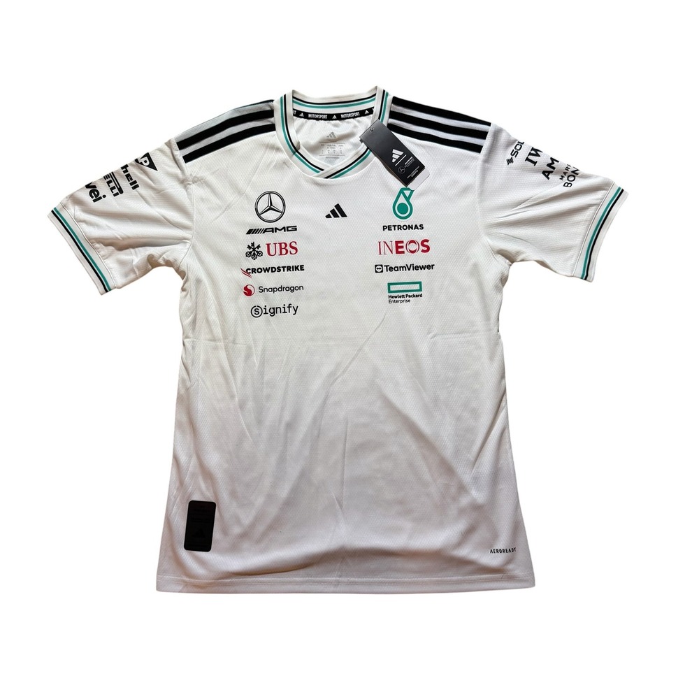 Adidas Mercedes-AMG Petronas F1 Team 2025 Official Kit Jersey White Men's Medium
